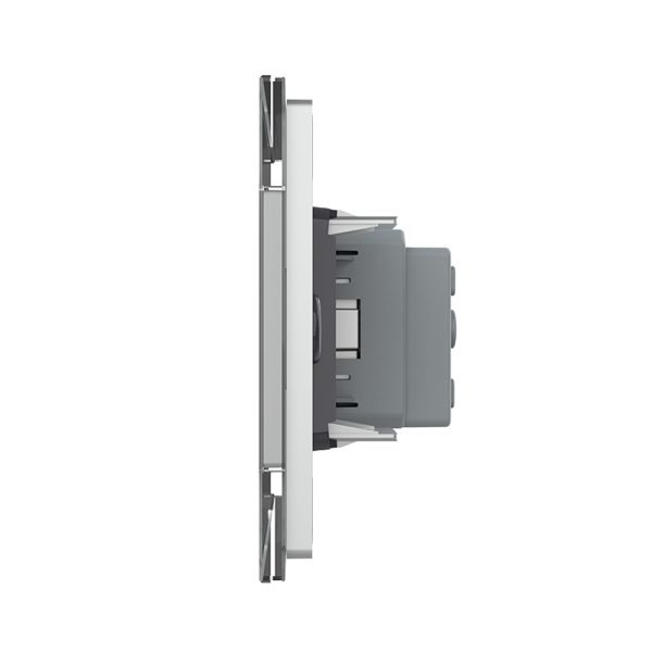 Priza simpla cu blank Livolo cu rama din sticla 3M, standard Italian, Serie noua