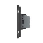 Priza simpla cu blank Livolo cu rama din sticla 3M, standard Italian, Serie noua