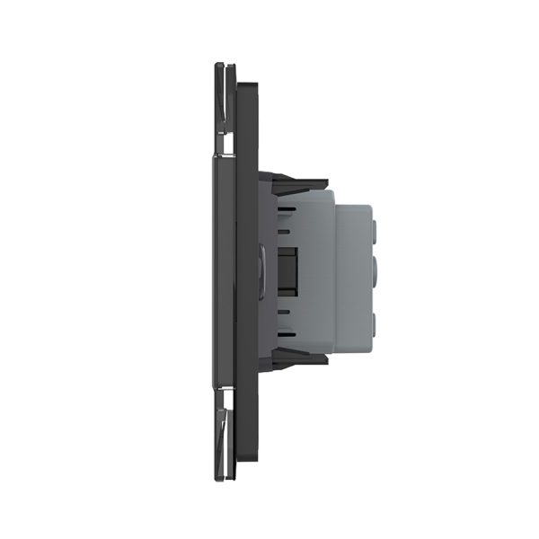 Priza simpla cu blank Livolo cu rama din sticla 3M, standard Italian, Serie noua