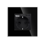Priza Simpla + USB-A + USB-C LUXION cu Rama din Sticla