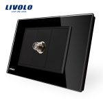 Priza TV satelit Livolo cu rama din sticla – standard italian