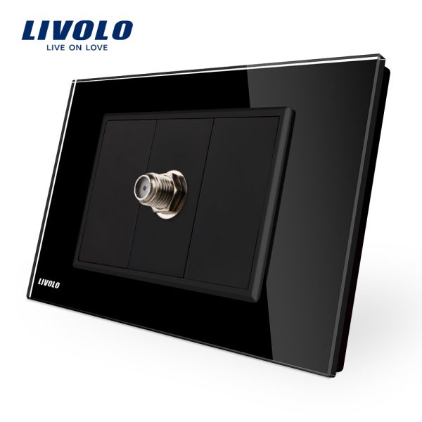 Priza TV satelit Livolo cu rama din sticla – standard italian