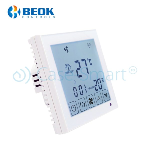 Termostat cu fir pentru aer conditionat BeOk TDS23WiFi-AC, Aplicatia mobila Smart Life, Compatibil cu sisteme HVAC