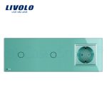 Intrerupator LIVOLO simplu+simplu cu touch si priza din sticla