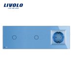 Intrerupator LIVOLO simplu+simplu cu touch si priza din sticla