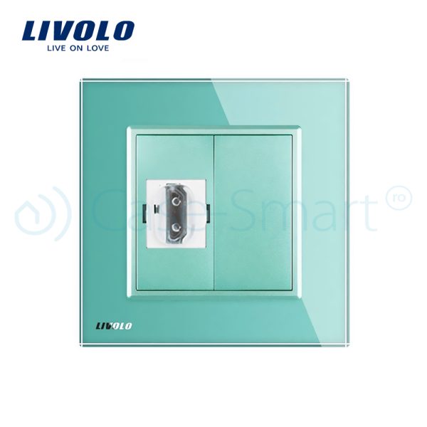 Priza simpla HDMI Livolo cu rama din sticla