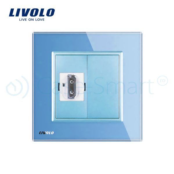 Priza simpla HDMI Livolo cu rama din sticla