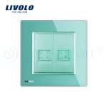 Priza dubla Telefon + Priza internet Livolo cu rama din sticla