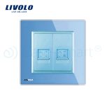 Priza dubla Telefon + Priza internet Livolo cu rama din sticla