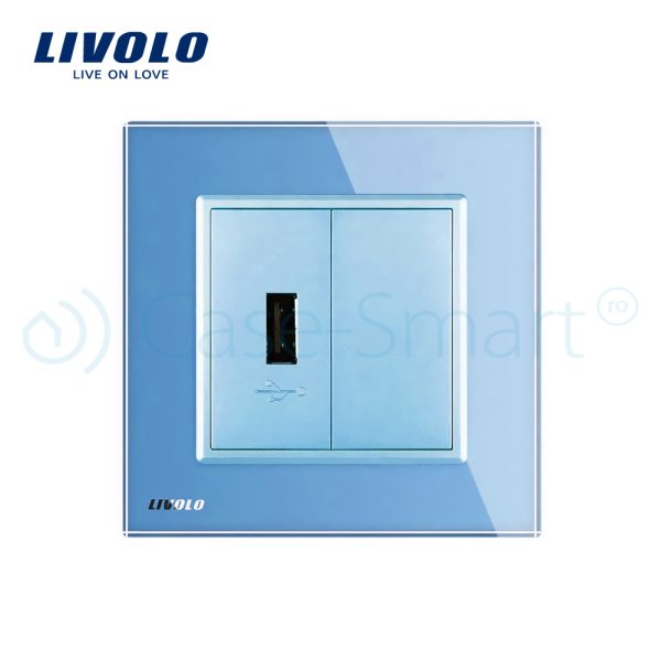 Priza USB Livolo cu rama din sticla