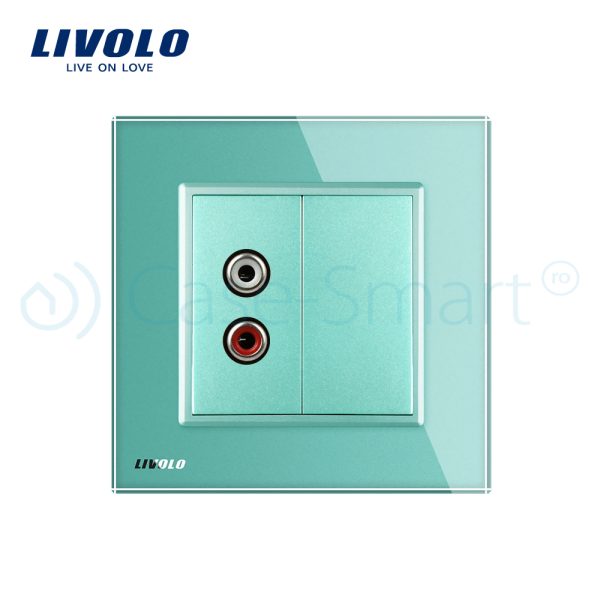 Priza simpla audio Livolo cu rama din sticla