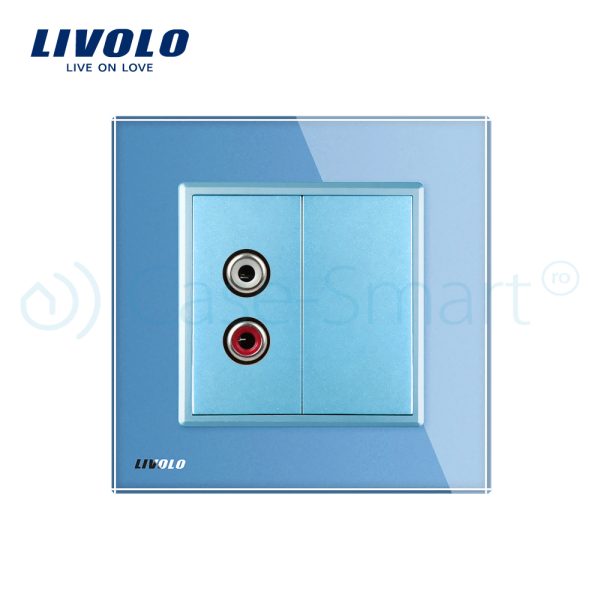 Priza simpla audio Livolo cu rama din sticla