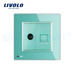 Priza dubla TV + Telefon Livolo cu rama din sticla