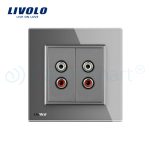 Priza dubla audio Livolo cu rama din sticla