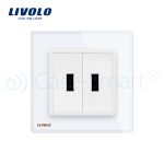 Priza dubla USB Livolo cu rama din sticla