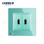 Priza dubla USB Livolo cu rama din sticla