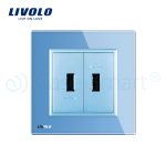 Priza dubla USB Livolo cu rama din sticla