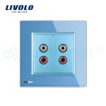 Priza dubla audio Livolo cu rama din sticla