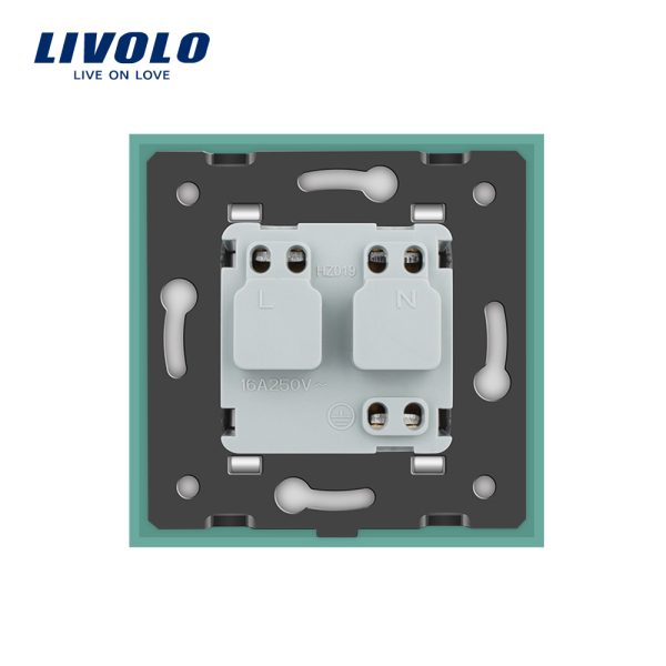 Priza simpla Livolo cu rama din sticla si capac de protectie rezistent la apa