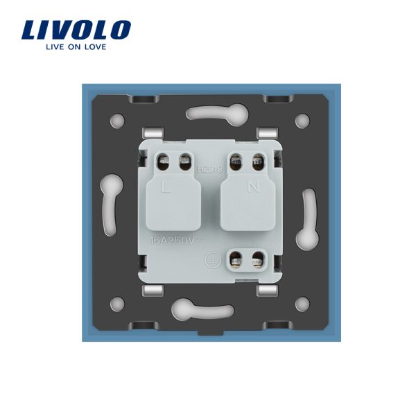 Priza simpla Livolo cu rama din sticla si capac de protectie rezistent la apa