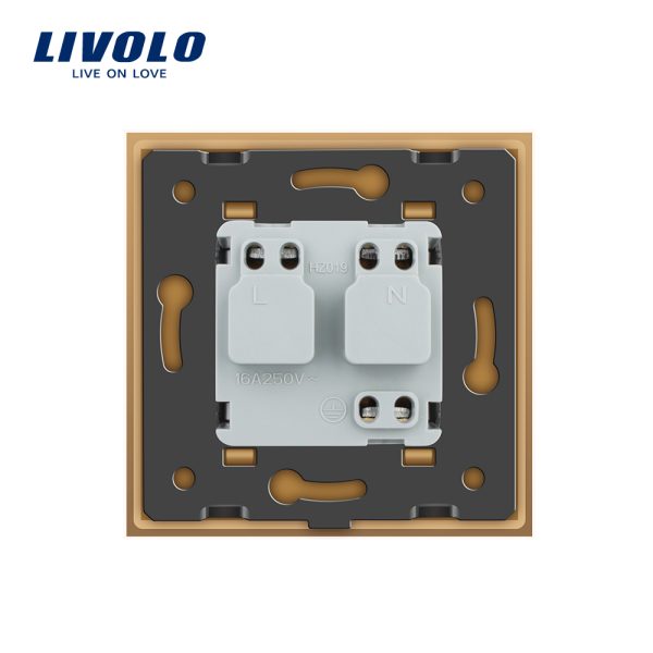 Priza simpla Livolo cu rama din sticla si capac de protectie rezistent la apa