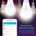 Bec inteligent LED multicolor RGB variator wifi rotund Red Sun, control de pe aplicatie mobila – RS-SW-LB-A21