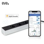 Prelungitor cu protectie la supratensiune Eve Energy Strip, 3 prize, cablu 1.9m, Wireless, Monitorizare consum de energie, Control de pe telefonul mobil