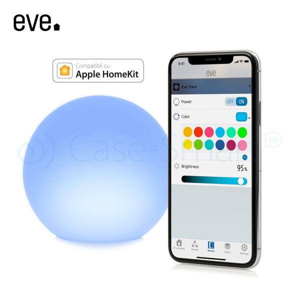 Lampa portabila smart Eve Flare LED, Incarcare wireless, Timer, Compatibil cu Apple HomeKit, Control de pe telefonul mobil