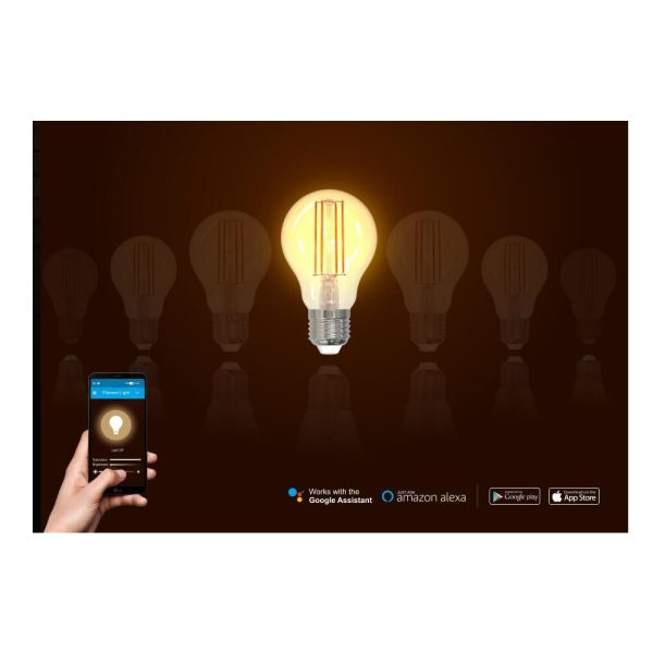 Bec inteligent LED Wireless Homeflow B-5009, E27, 5.5W (40W), 500lm, dimabil, filament, lumina calda, Control de pe telefonul mobil