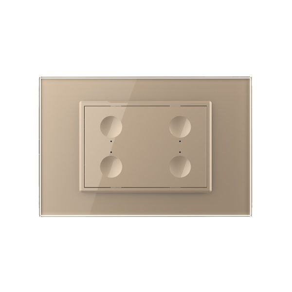 Intrerupator cvadruplu cap scara / cap cruce wireless cu touch Livolo cu rama din sticla, standard Italian – Serie noua