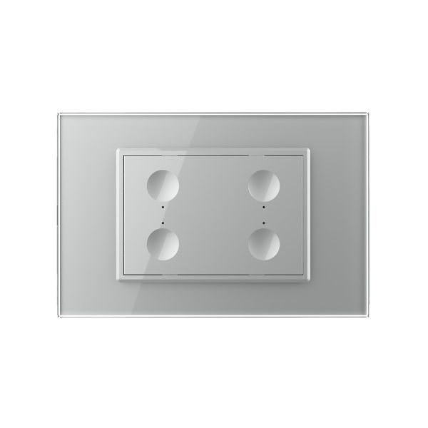 Intrerupator cvadruplu cap scara / cap cruce wireless cu touch Livolo cu rama din sticla, standard Italian – Serie noua