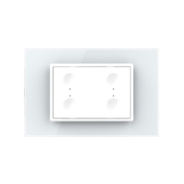 Intrerupator cvadruplu cap scara / cap cruce cu touch Livolo cu rama din sticla, standard Italian, protocol ZigBee – Serie noua