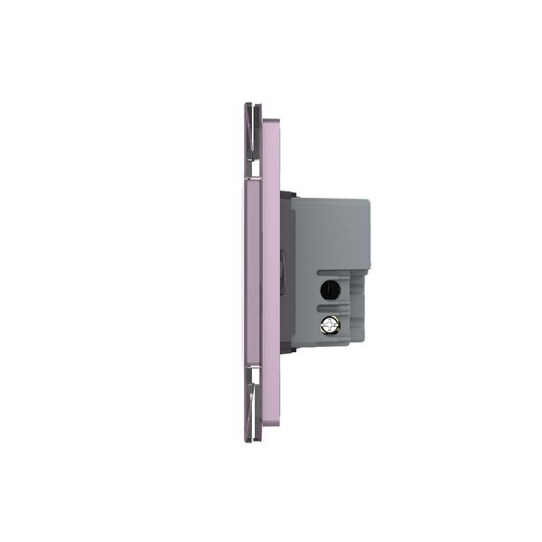 Intrerupator dublu cap scara / cap cruce cu touch Livolo cu rama din sticla, standard Italian – Serie noua