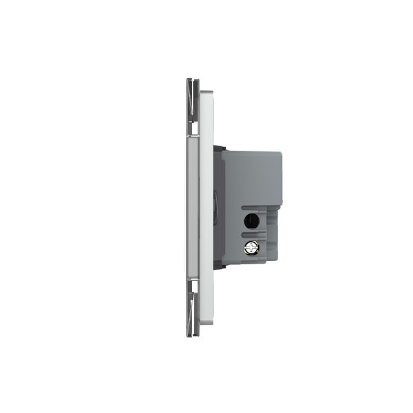 Intrerupator simplu cap scara / cap cruce cu touch Livolo cu rama din sticla, standard Italian, protocol ZigBee – Serie noua