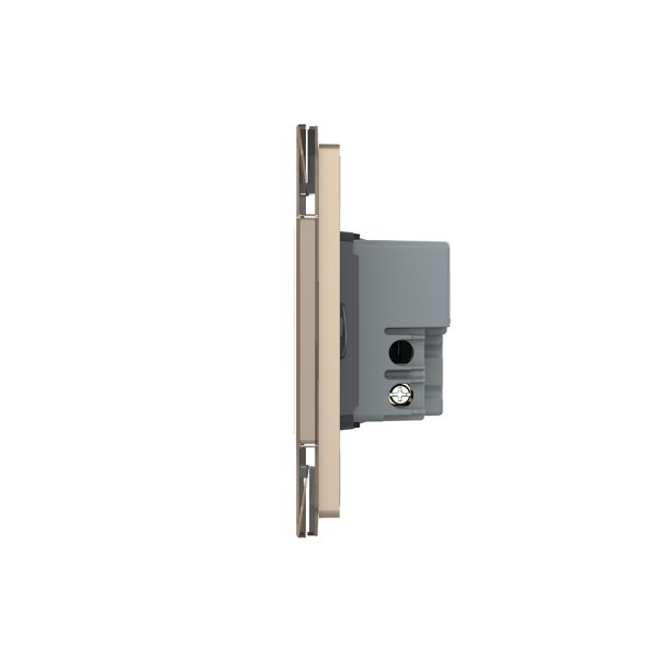 Intrerupator simplu cap scara / cap cruce cu touch Livolo cu rama din sticla, standard Italian – Serie noua