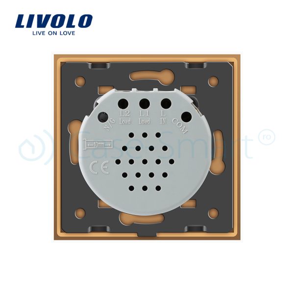 Intrerupator dublu cu revenire (reset) Livolo cu touch din sticla