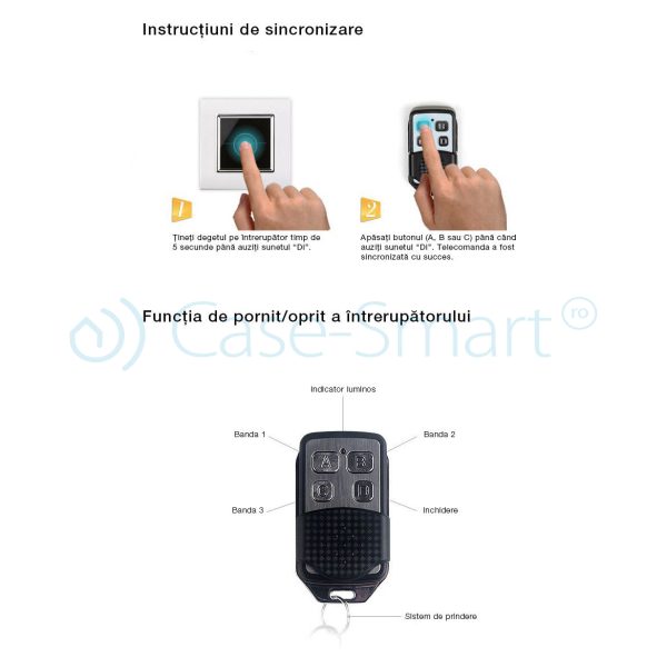 Intrerupator dublu wireless cu touch Livolo din sticla si telecomanda inclusa-standard italian