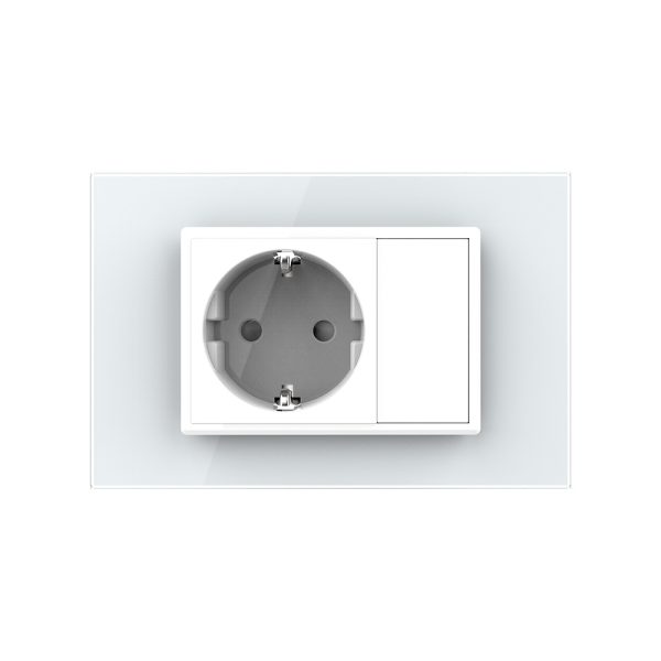 Priza simpla cu blank Livolo cu rama din sticla 3M, standard Italian, Serie noua
