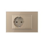 Priza simpla cu blank Livolo cu rama din sticla 3M, standard Italian, Serie noua