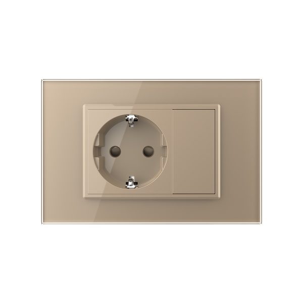 Priza simpla cu blank Livolo cu rama din sticla 3M, standard Italian, Serie noua