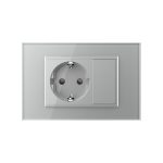 Priza simpla cu blank Livolo cu rama din sticla 3M, standard Italian, Serie noua