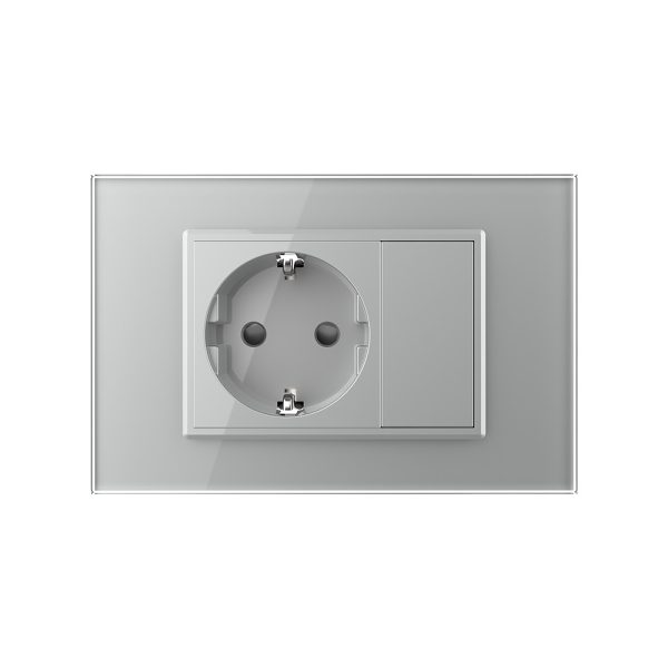 Priza simpla cu blank Livolo cu rama din sticla 3M, standard Italian, Serie noua