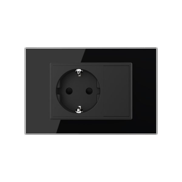 Priza simpla cu blank Livolo cu rama din sticla 3M, standard Italian, Serie noua
