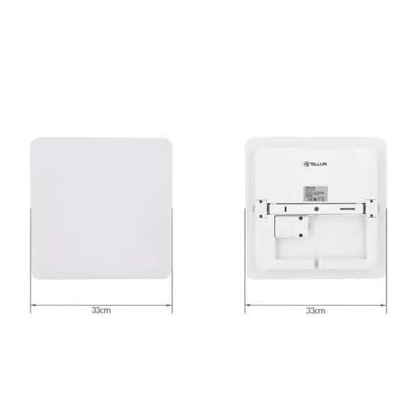 Plafoniera inteligenta LED RGB Tellur, Control vocal, 24W, Wi-Fi, 33 cm, Forma patrata