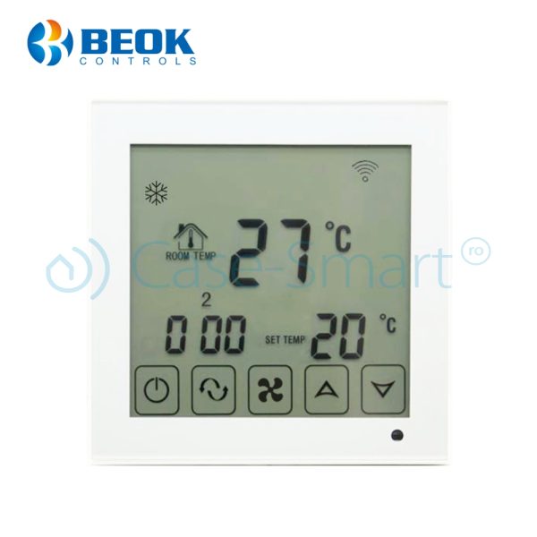 Termostat cu fir pentru aer conditionat BeOk TDS23WiFi-AC, Aplicatia mobila Smart Life, Compatibil cu sisteme HVAC