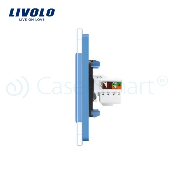 Priza dubla Telefon + Priza internet Livolo cu rama din sticla