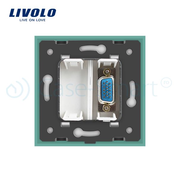 Priza cu mufa VGA tata 15 pini Livolo cu rama din sticla