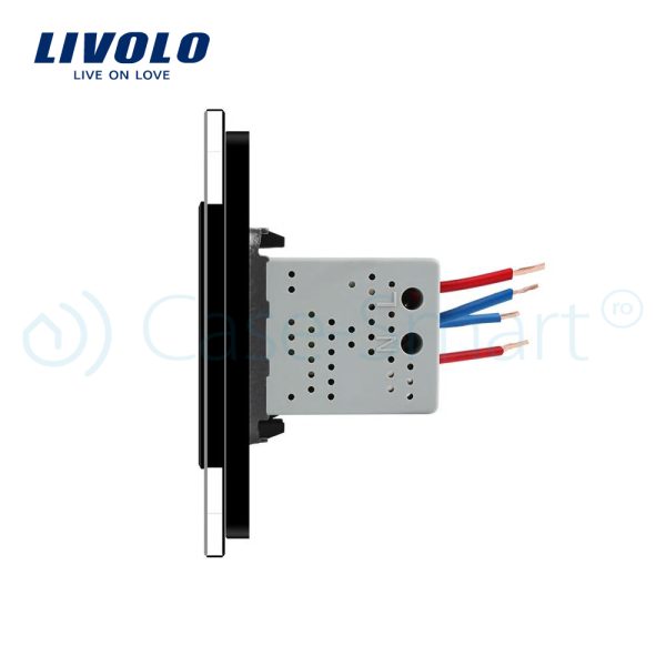 Priza dubla USB Livolo cu rama din sticla