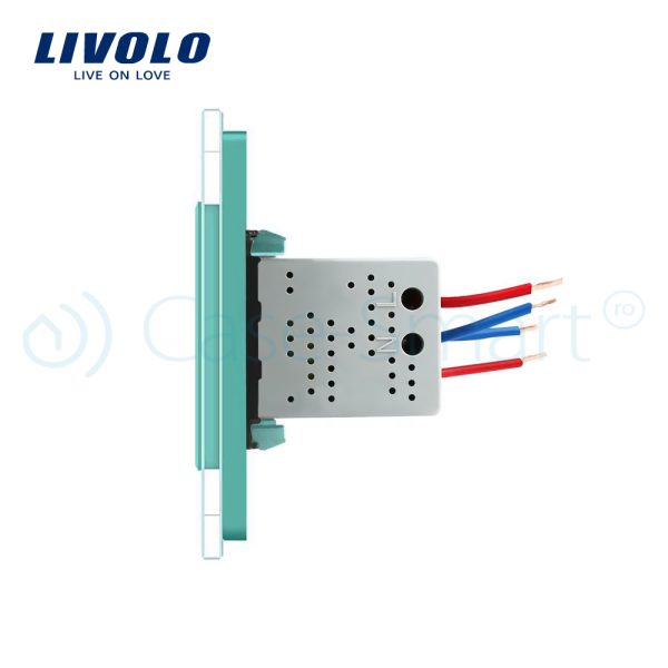 Priza dubla USB Livolo cu rama din sticla