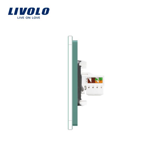 Priza cvintupla + priza TV Internet Livolo cu rama din sticla